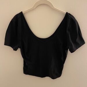 lululemon Black V-neck Workout Top Cropped size 8
